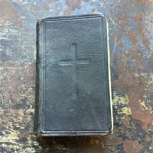 Antique Black Leather French Bible